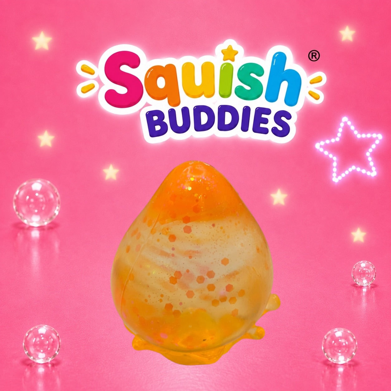 LARGE Teardrop Squishy Toy With Squishy Stand – Maltose Sugar Gel Glitter Stress Ball Sensory Squeeze Fidget (Mystery Colour)