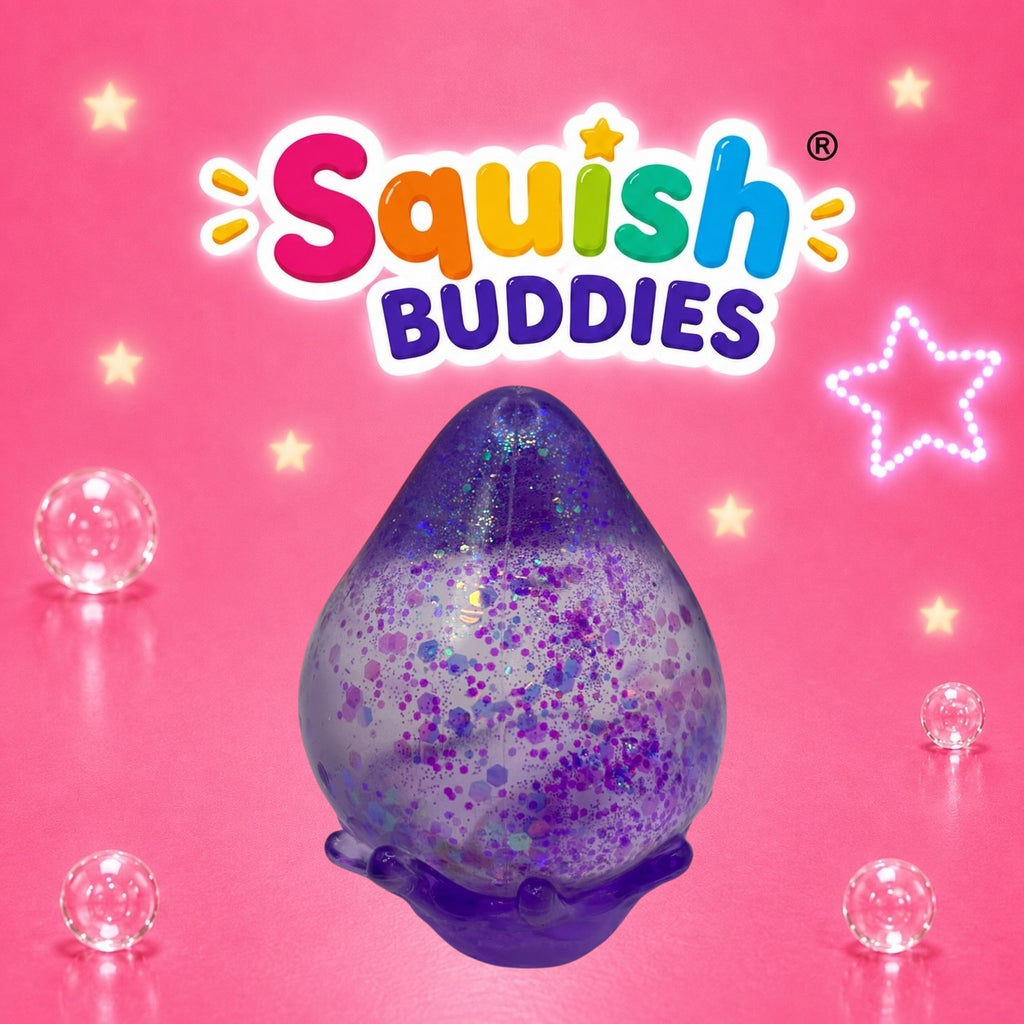 LARGE Teardrop Squishy Toy With Squishy Stand – Maltose Sugar Gel Glitter Stress Ball Sensory Squeeze Fidget (Mystery Colour)