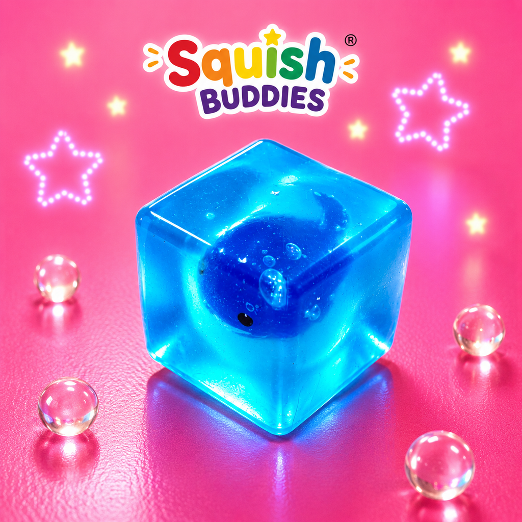 Glow In The Dark Whale Cube Squishy Sensory Fidget Toy Maltose Filled