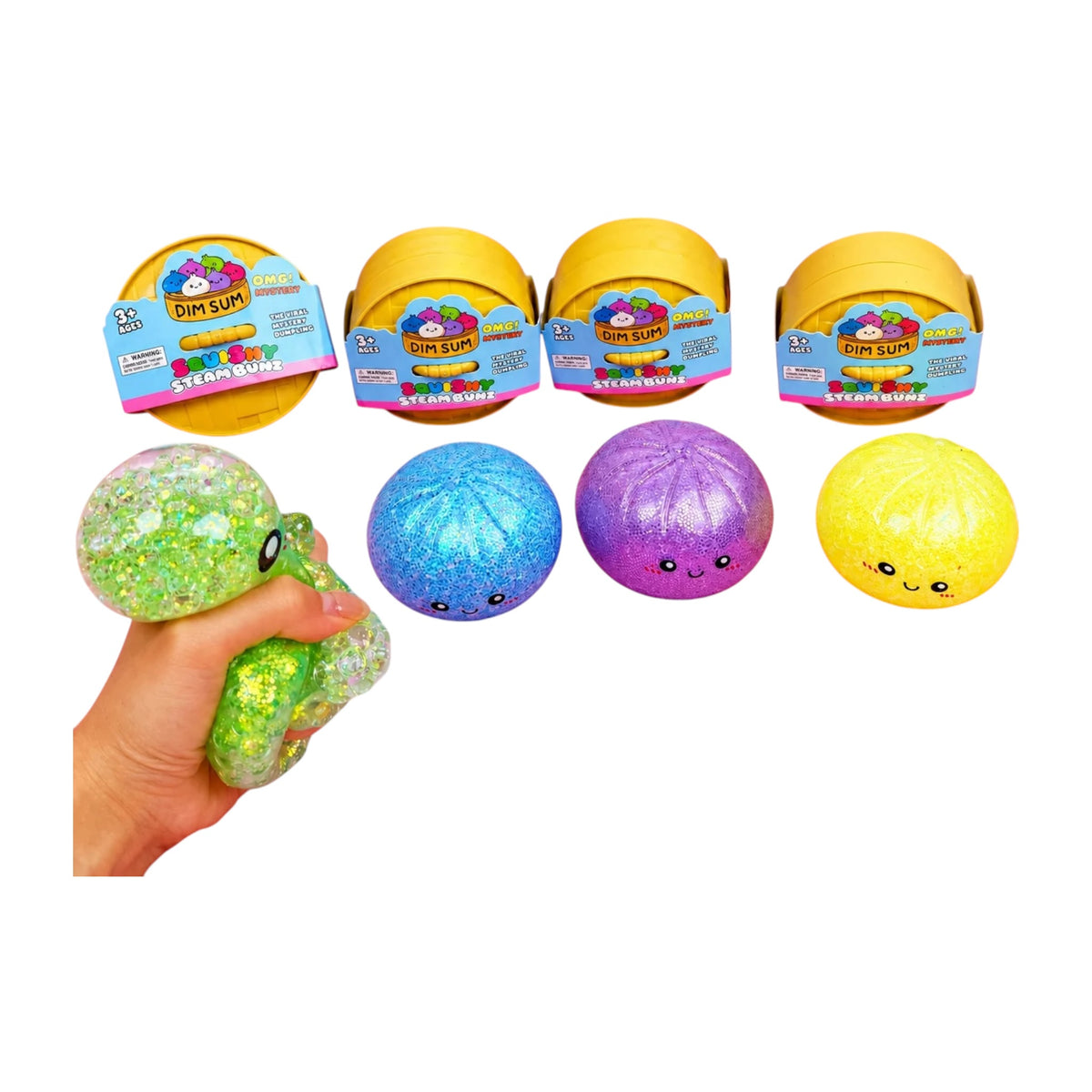 Glitter Squishy Dumpling Toy – Sugar Gel Stress Ball Bao Bun Sensory Squish (Mystery Colour + Rare Gold)