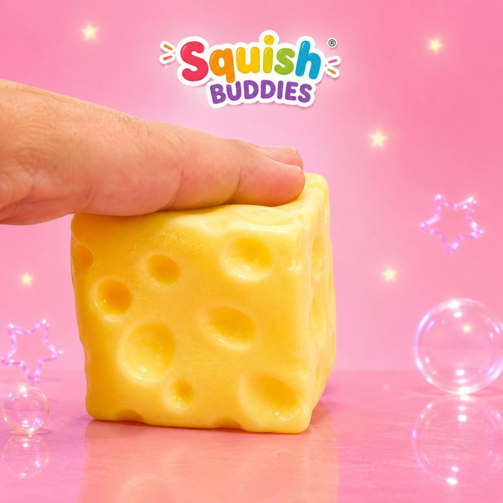 Viral Cheese Squishy Sensory Fidget Toy | Slow Rise Stress Relief Squish Cube
