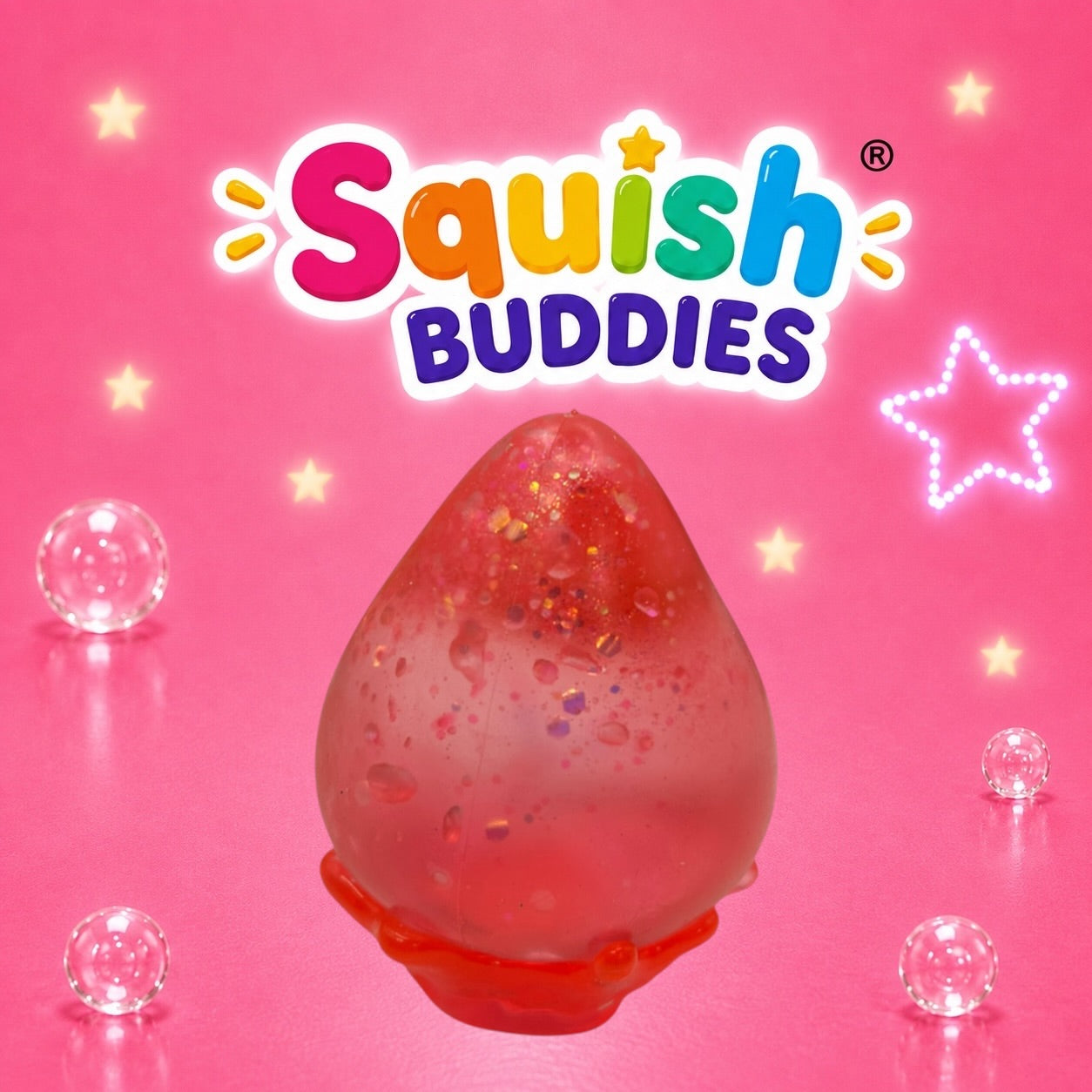 LARGE Teardrop Squishy Toy With Squishy Stand – Maltose Sugar Gel Glitter Stress Ball Sensory Squeeze Fidget (Mystery Colour)