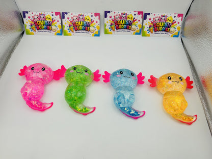 Glitter Axolotl Squishy Sensory Fidget Toy | Sparkly Animal Stress Relief Squish