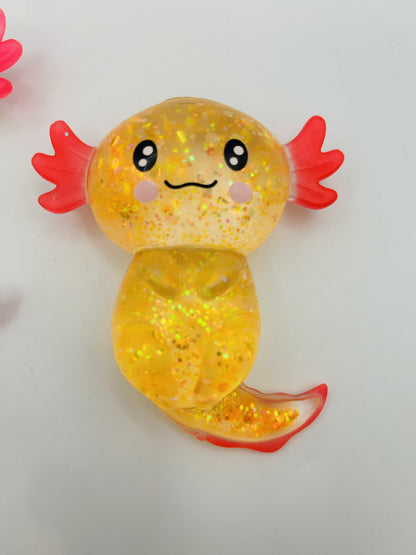 Glitter Axolotl Squishy Sensory Fidget Toy | Sparkly Animal Stress Relief Squish
