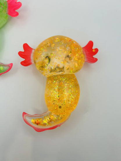 Glitter Axolotl Squishy Sensory Fidget Toy | Sparkly Animal Stress Relief Squish