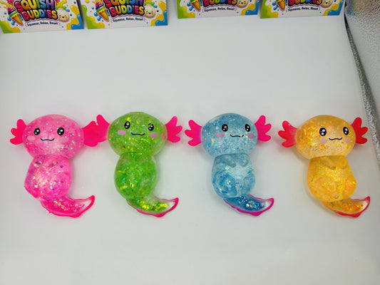 Glitter Axolotl Squishy Sensory Fidget Toy | Sparkly Animal Stress Relief Squish
