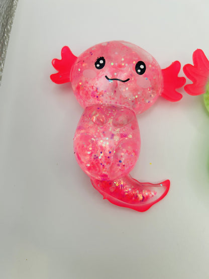 Glitter Axolotl Squishy Sensory Fidget Toy | Sparkly Animal Stress Relief Squish