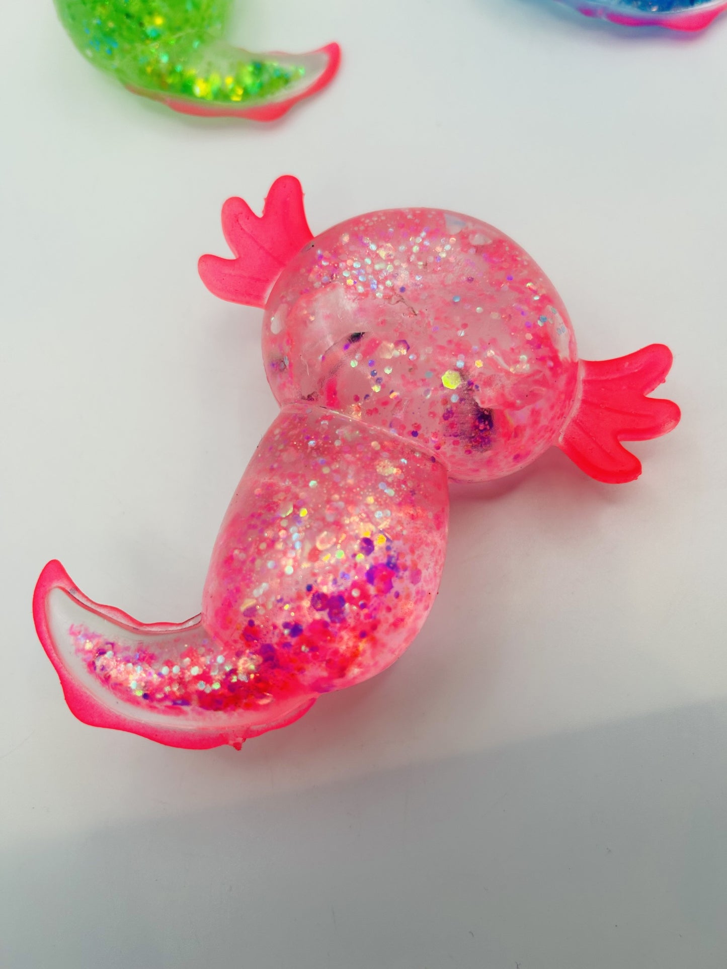 Glitter Axolotl Squishy Sensory Fidget Toy | Sparkly Animal Stress Relief Squish