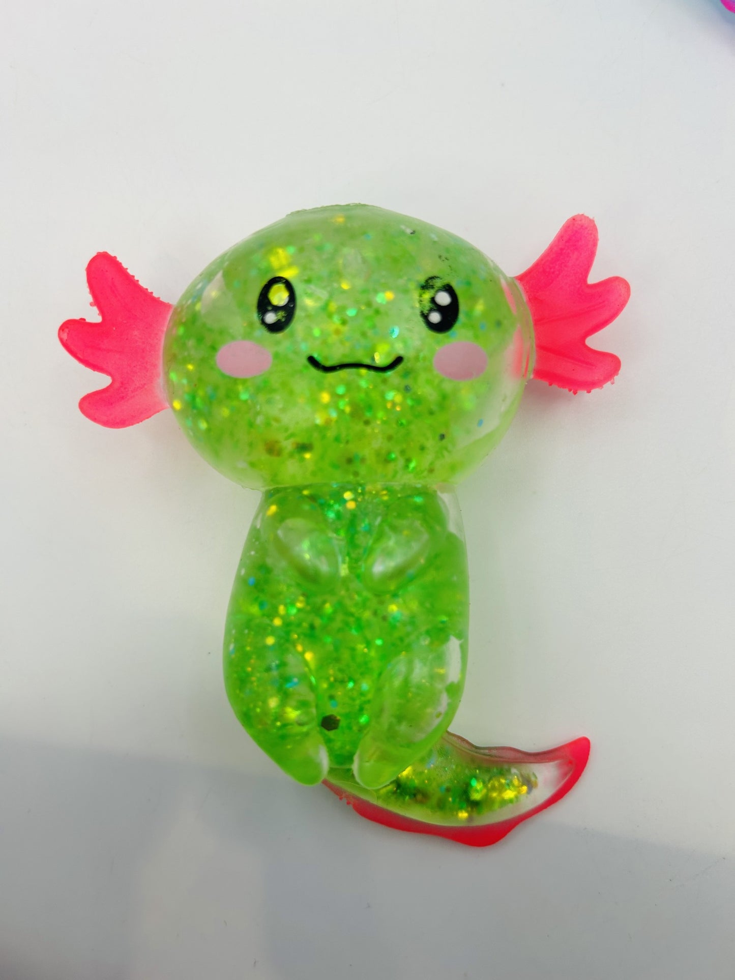 Glitter Axolotl Squishy Sensory Fidget Toy | Sparkly Animal Stress Relief Squish