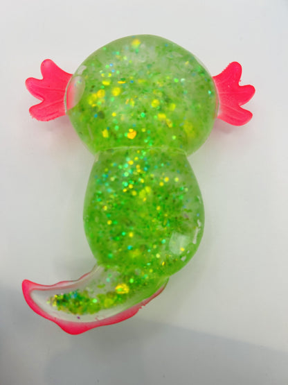 Glitter Axolotl Squishy Sensory Fidget Toy | Sparkly Animal Stress Relief Squish