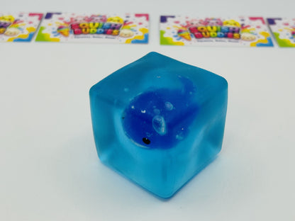 Glow In The Dark Whale Cube Squishy Sensory Fidget Toy Maltose Filled