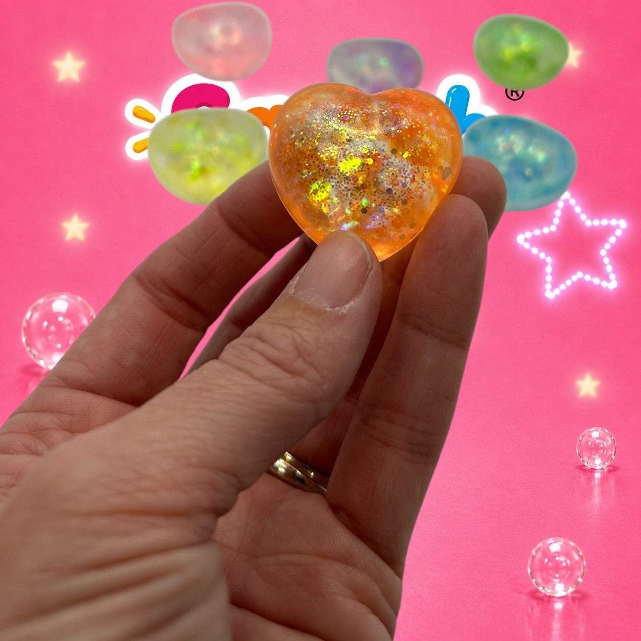 Mini Glitter Heart Squishy | Slow Rise Maltose Sensory Toy