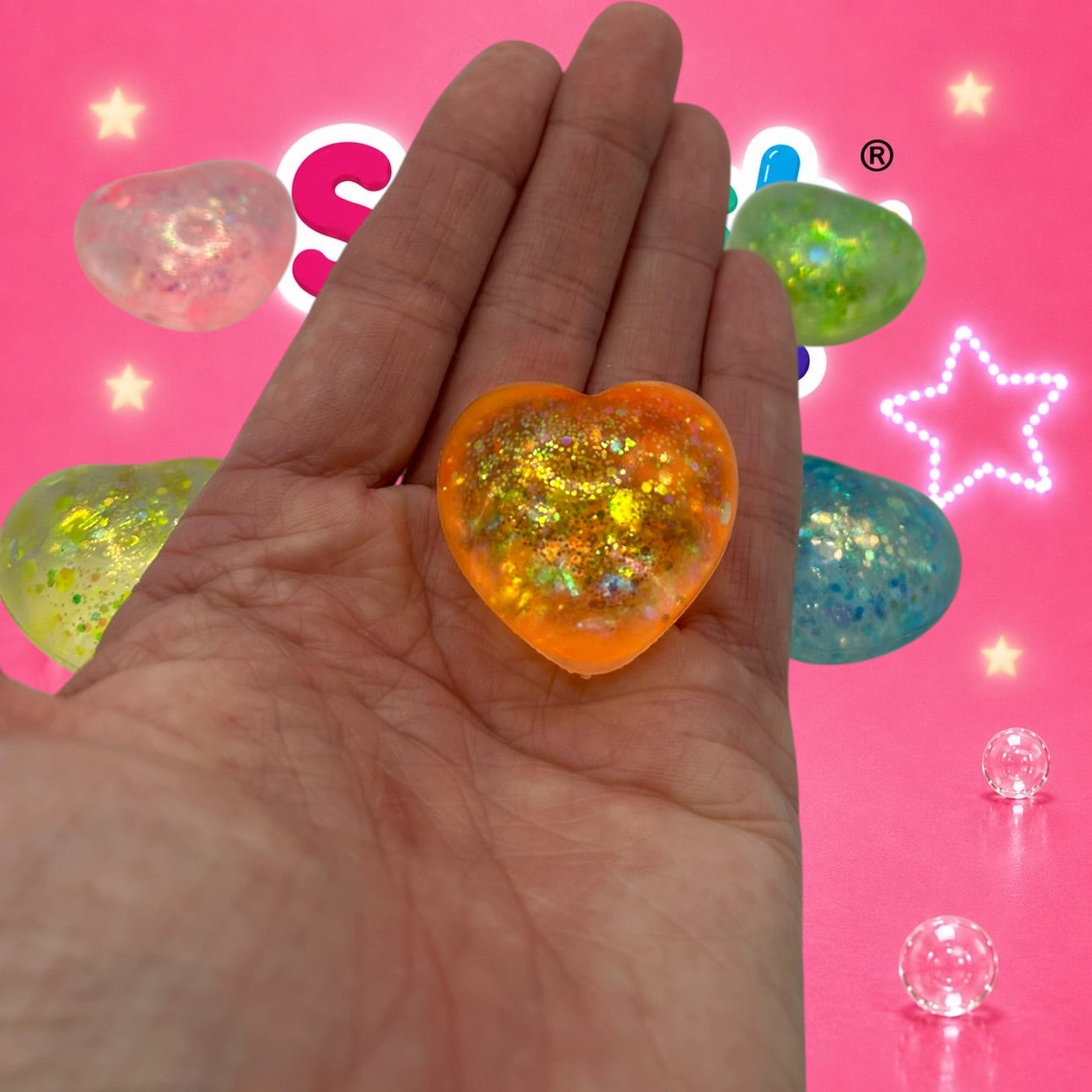 Mini Glitter Heart Squishy | Slow Rise Maltose Sensory Toy