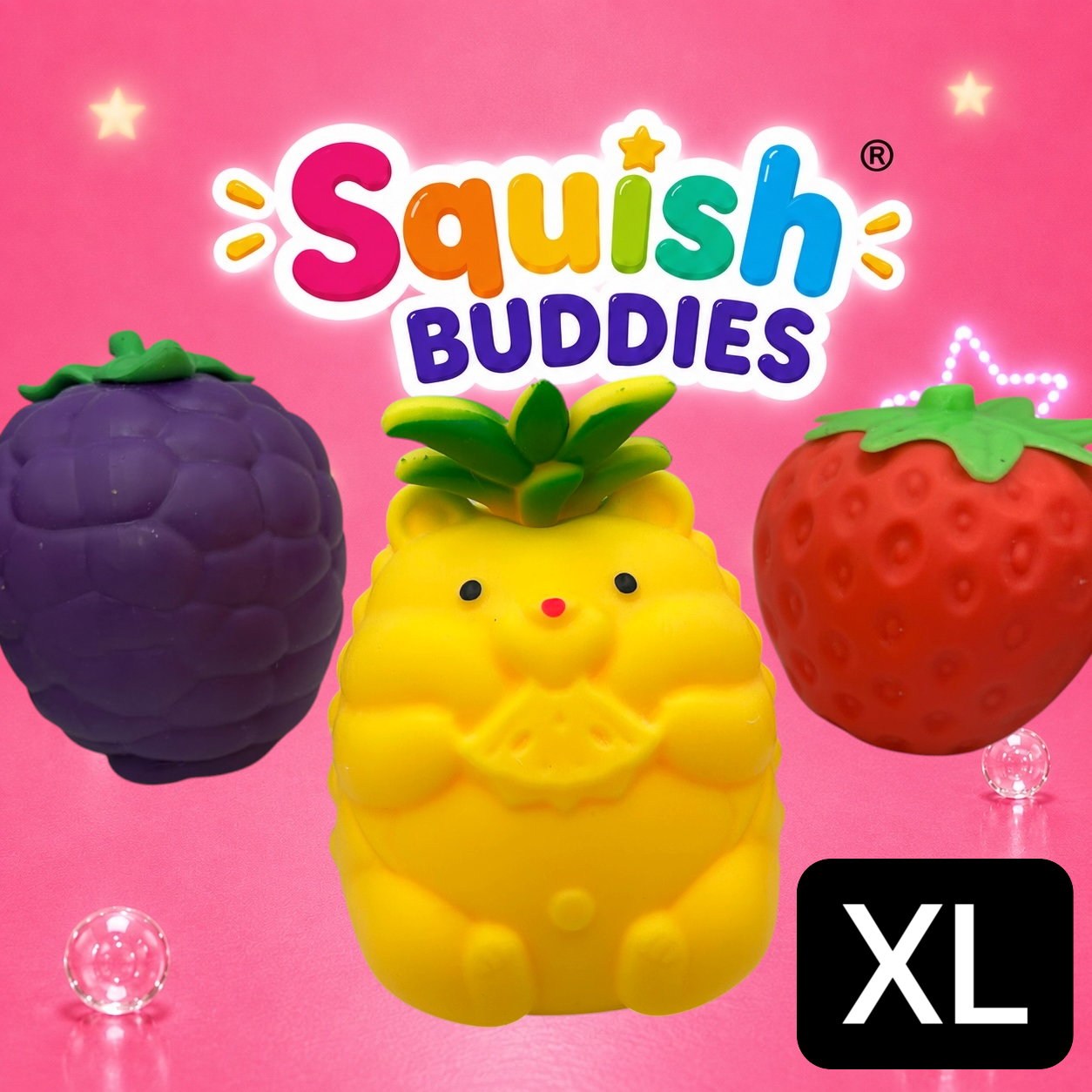 XL Fruit Squishy - Pineapple, Grape Or Strawberry - Sensory Extra Large Toy