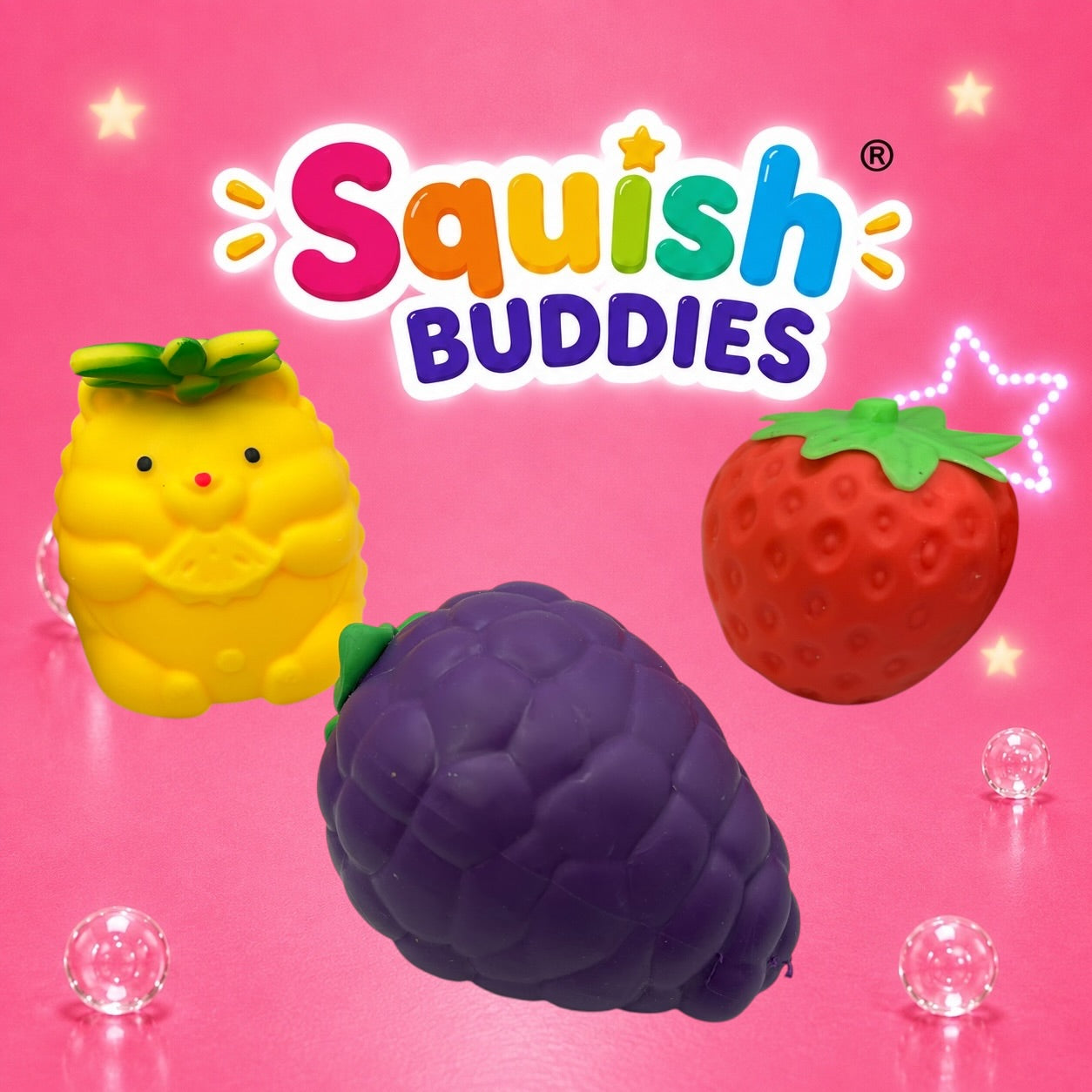 XL Fruit Squishy - Pineapple, Grape Or Strawberry - Sensory Extra Large Toy