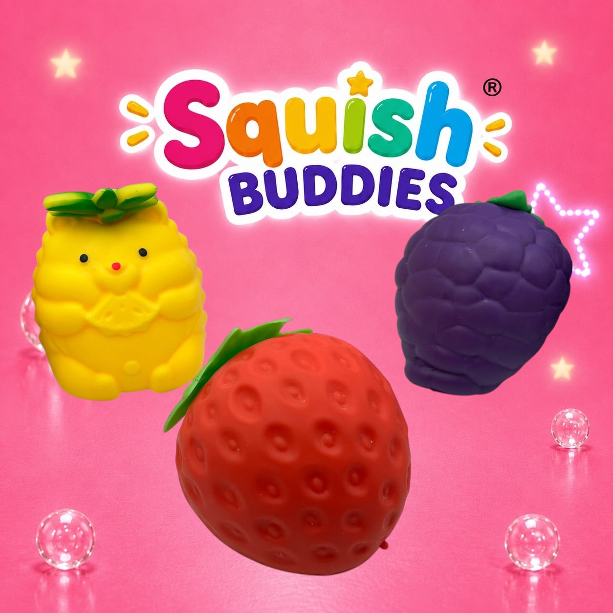 XL Fruit Squishy - Pineapple, Grape Or Strawberry - Sensory Extra Large Toy