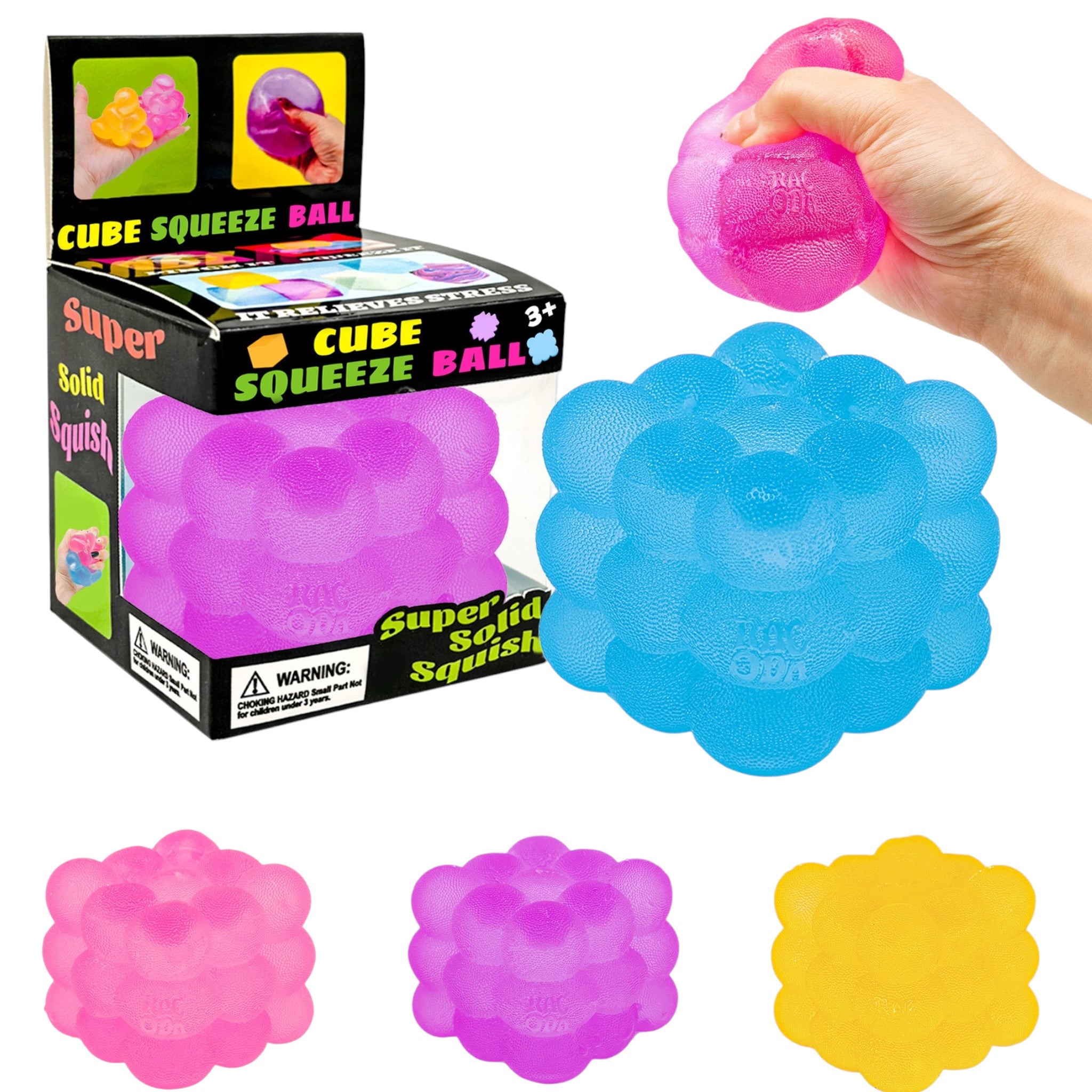 Textured Bubble Cube Squishy – Super Solid Stress Ball Sensory Squeeze Fidget Toy (Mystery Colour)