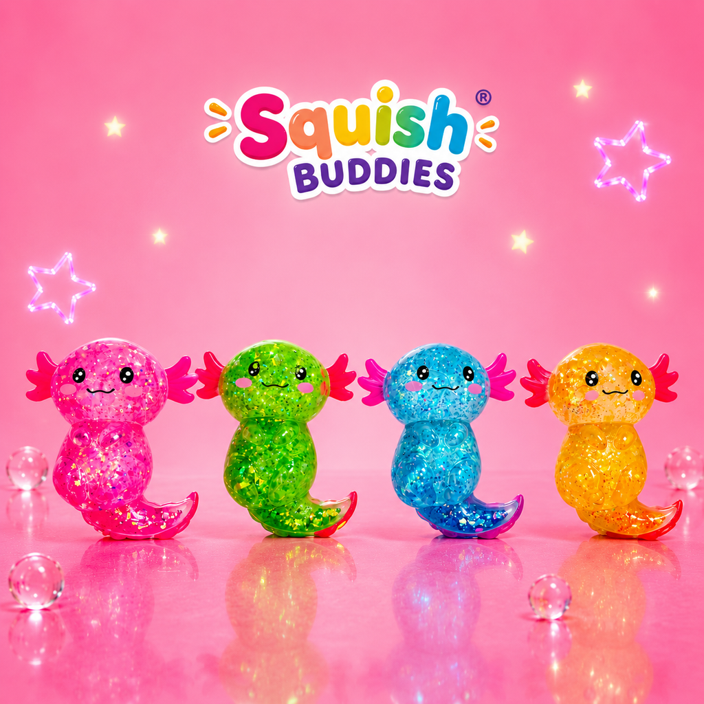 Glitter Axolotl Squishy Sensory Fidget Toy | Sparkly Animal Stress Relief Squish