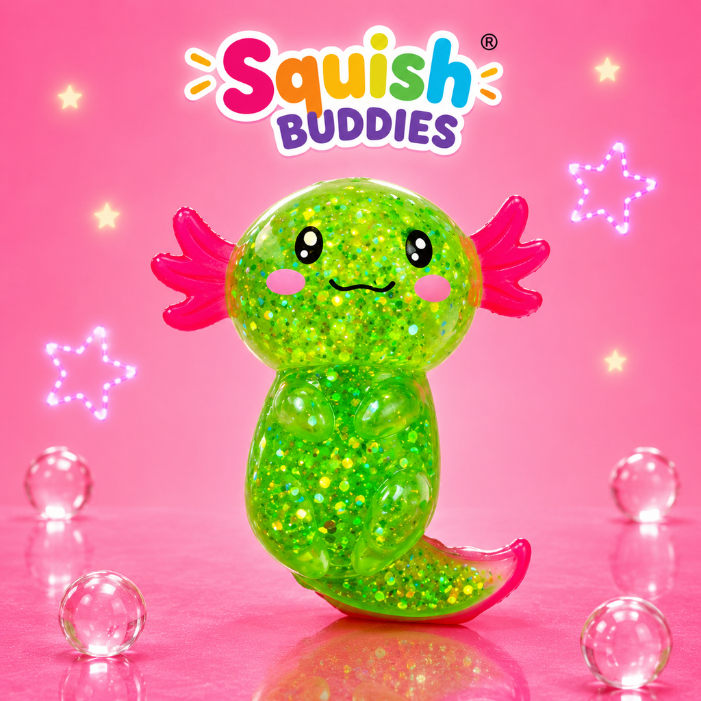 Glitter Axolotl Squishy Sensory Fidget Toy | Sparkly Animal Stress Relief Squish