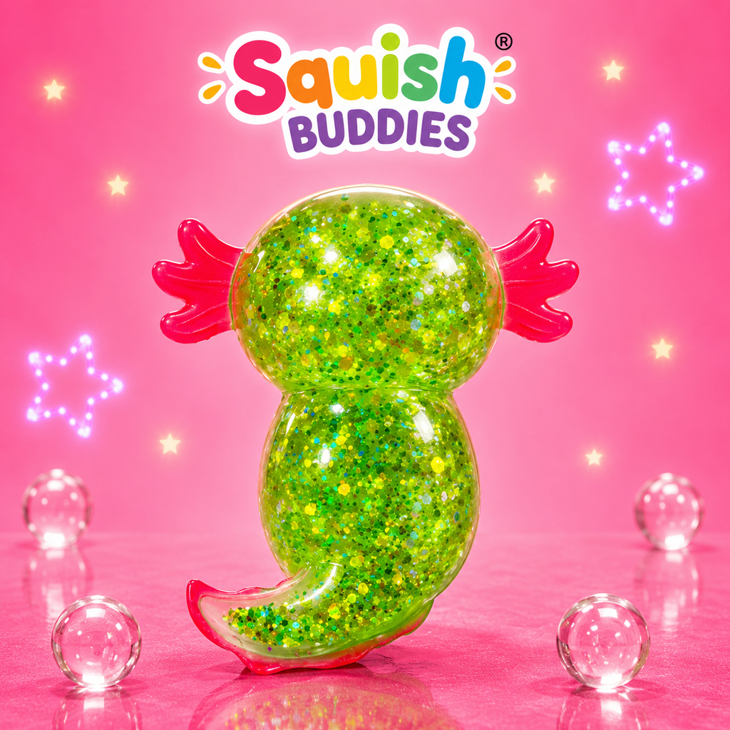 Glitter Axolotl Squishy Sensory Fidget Toy | Sparkly Animal Stress Relief Squish