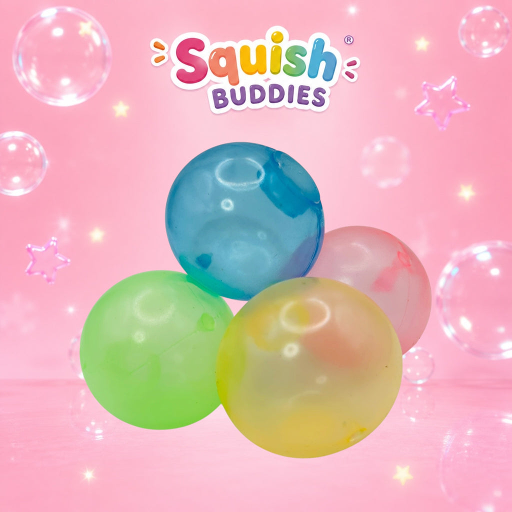 Glow in the Dark Ceiling Sticking Squishy Balls | Sticky Wall & Window Fidget Toy | 4 Pack
