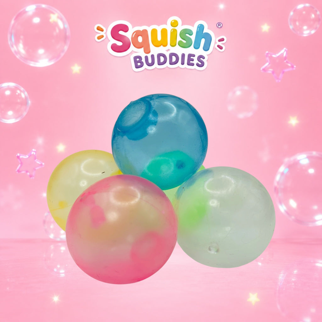 Glow in the Dark Ceiling Sticking Squishy Balls | Sticky Wall & Window Fidget Toy | 4 Pack