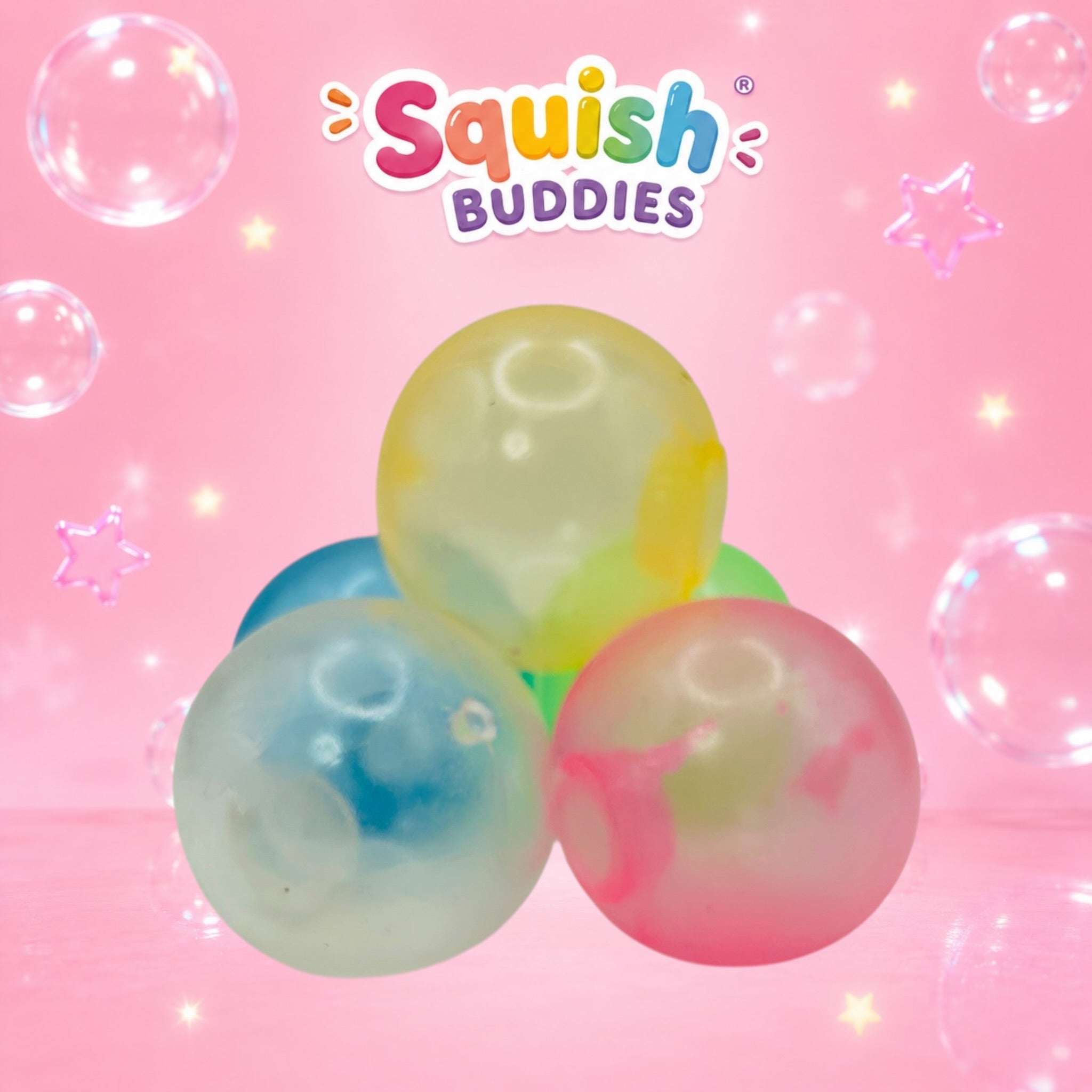 Glow in the Dark Ceiling Sticking Squishy Balls | Sticky Wall & Window Fidget Toy | 4 Pack