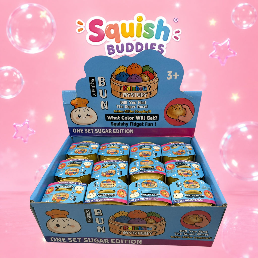 Glitter Mini Squishy Dumpling Toy – Sugar Gel Stress Ball Bao Bun Sensory Squish (Mystery Colour + Rare Gold)