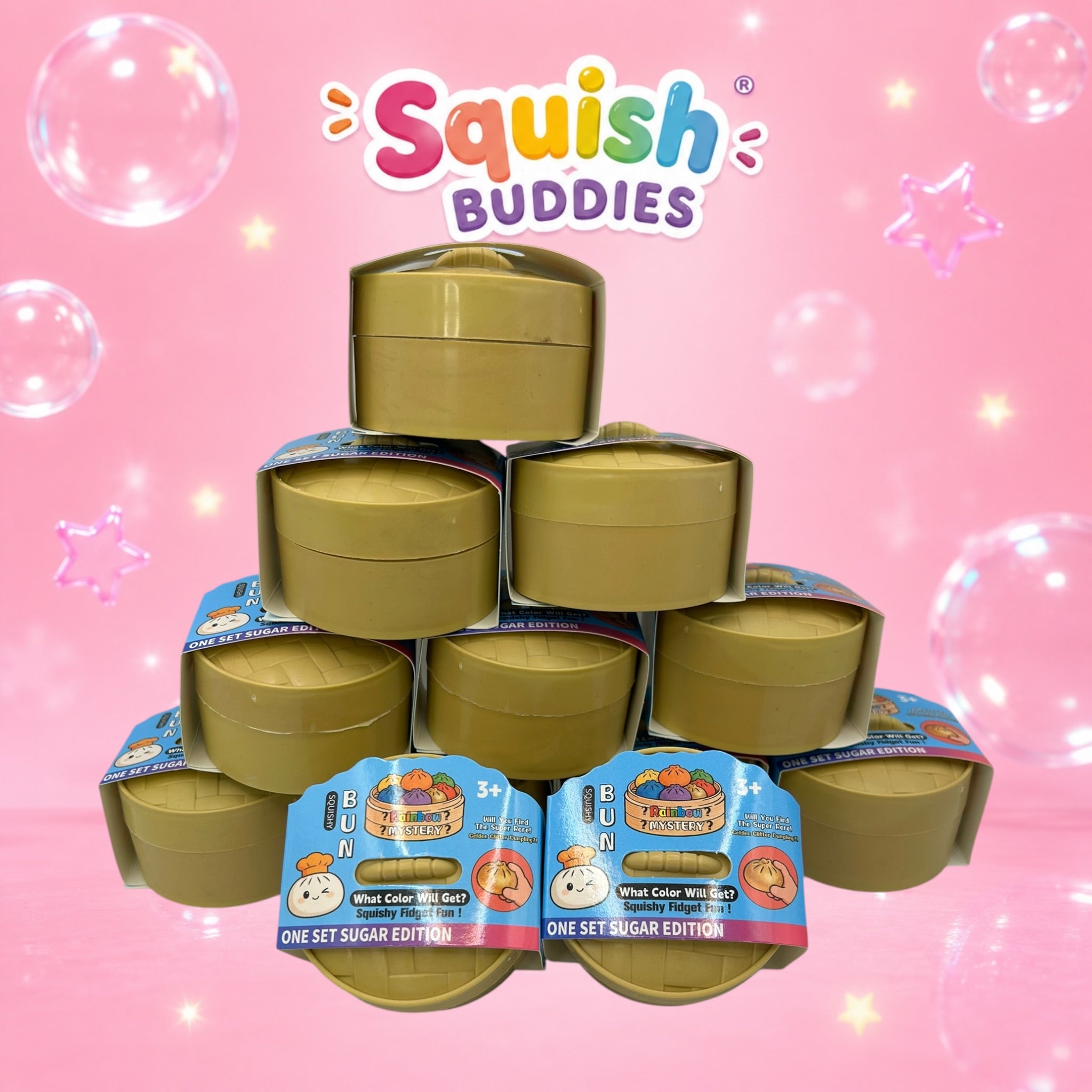 Glitter Mini Squishy Dumpling Toy – Sugar Gel Stress Ball Bao Bun Sensory Squish (Mystery Colour + Rare Gold)