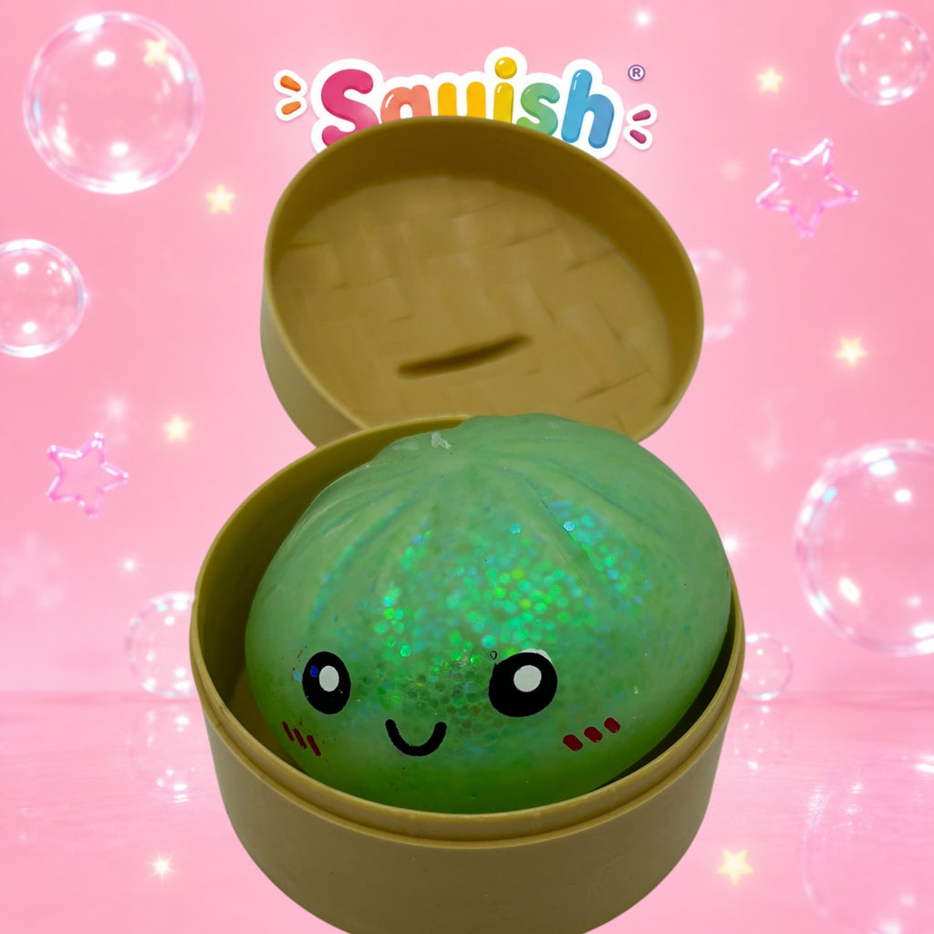 Glitter Mini Squishy Dumpling Toy – Sugar Gel Stress Ball Bao Bun Sensory Squish (Mystery Colour + Rare Gold)