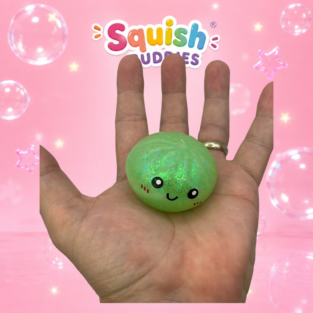 Glitter Mini Squishy Dumpling Toy – Sugar Gel Stress Ball Bao Bun Sensory Squish (Mystery Colour + Rare Gold)