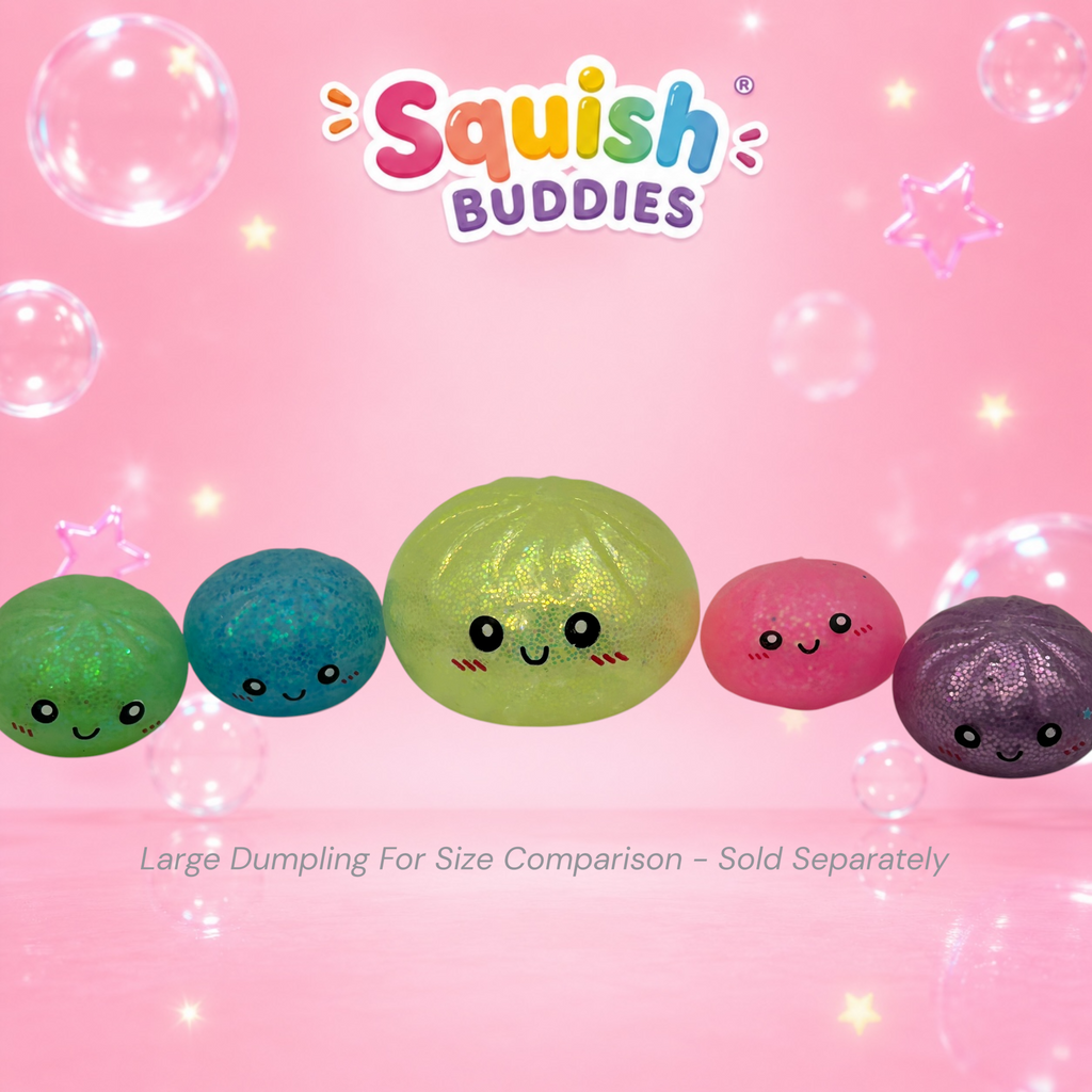 Glitter Mini Squishy Dumpling Toy – Sugar Gel Stress Ball Bao Bun Sensory Squish (Mystery Colour + Rare Gold)