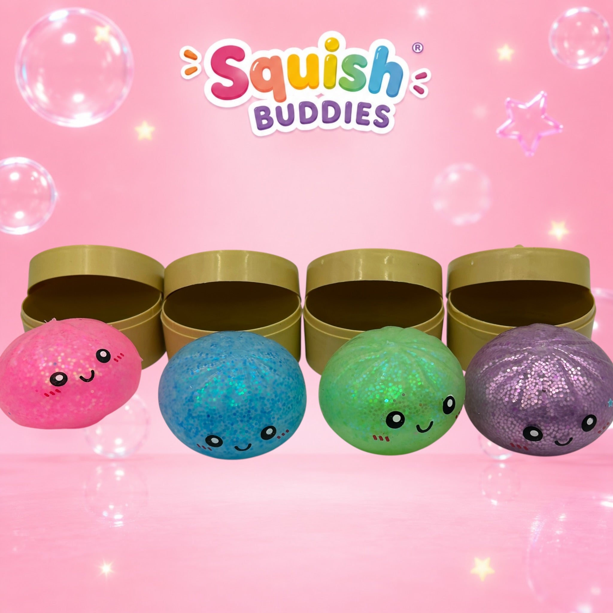 Glitter Mini Squishy Dumpling Toy – Sugar Gel Stress Ball Bao Bun Sensory Squish (Mystery Colour + Rare Gold)