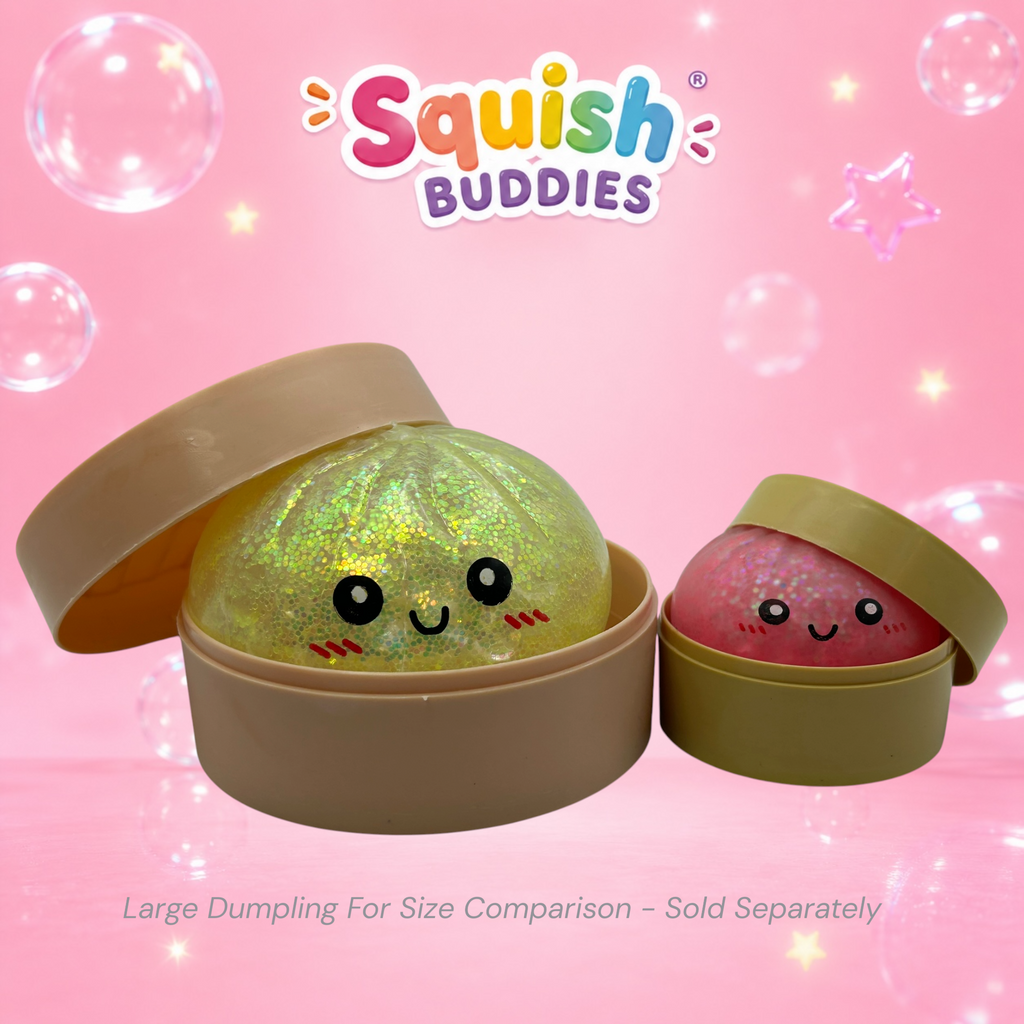 Glitter Mini Squishy Dumpling Toy – Sugar Gel Stress Ball Bao Bun Sensory Squish (Mystery Colour + Rare Gold)