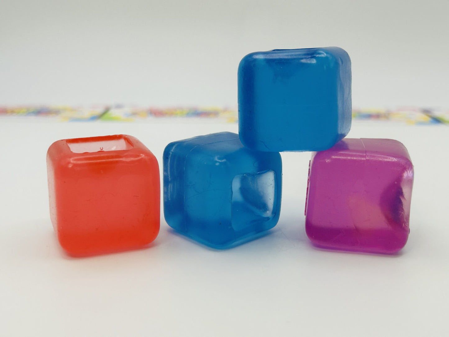 Ice Cube Squishies 4 Pack Sensory Fidget Toy Jelly Squishy Cubes Stress Relief