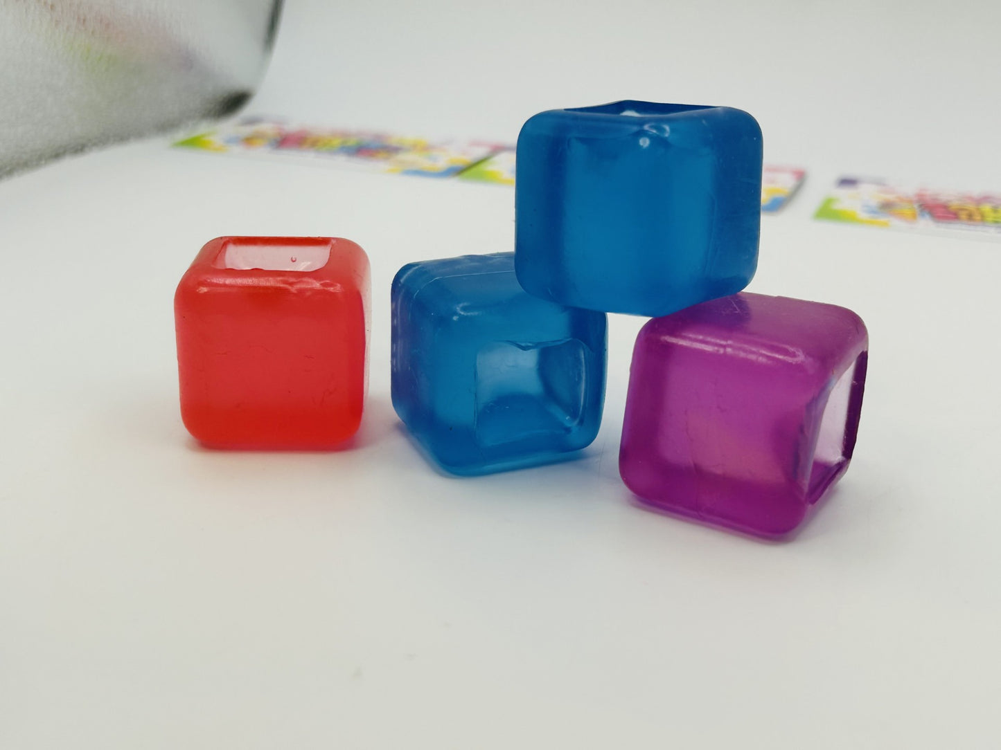Ice Cube Squishies 4 Pack Sensory Fidget Toy Jelly Squishy Cubes Stress Relief